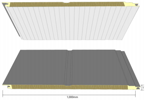 Concave PU Sealing Rock Wool Wall Panel