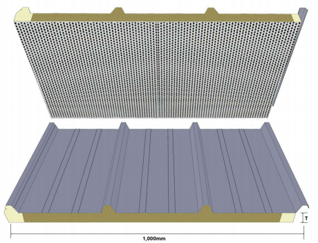 Four Waves Perforated PU Sealing Rock Wool Roof Panel