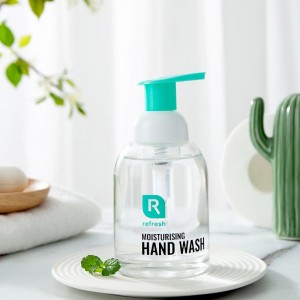 250ml Clear Round Printed Foam Pump Soap Dispenser Glass Bottle