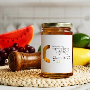 Custom Ergo Glass Honey Food Storage Jar with Metal Cap