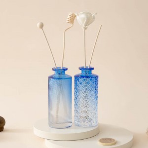 Column Carving 150ml Blue Ombre Aroma Glass Reed Diffuser Bottle