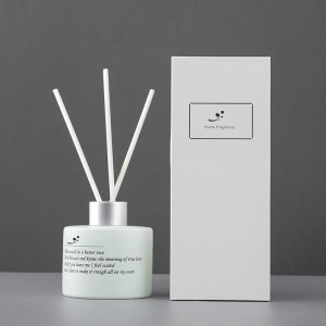 White Printed 100ml Refillable Glass Perfume Diffuser Bottle