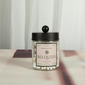 Cotton Swab Glass Container 8oz Storage Jar with Metal Lids