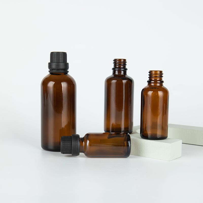 Brown Essential Oil Glass Bottles with Screw Caps