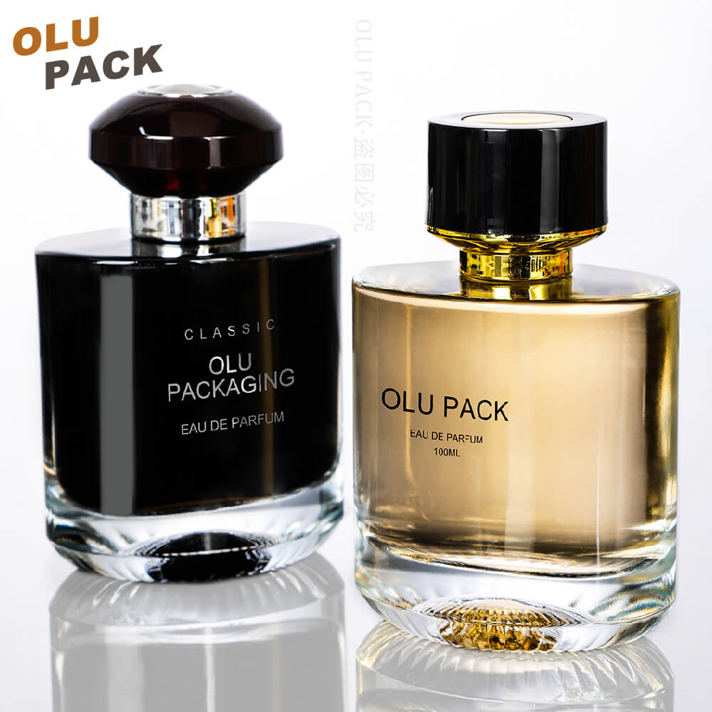 100ML Elliptical Cylinder Glass Perfume Bottle with Design Cap