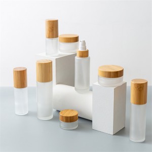 Cosmetic Glass Containers Cream Jar Lotion Bottle With Bamboo Lid