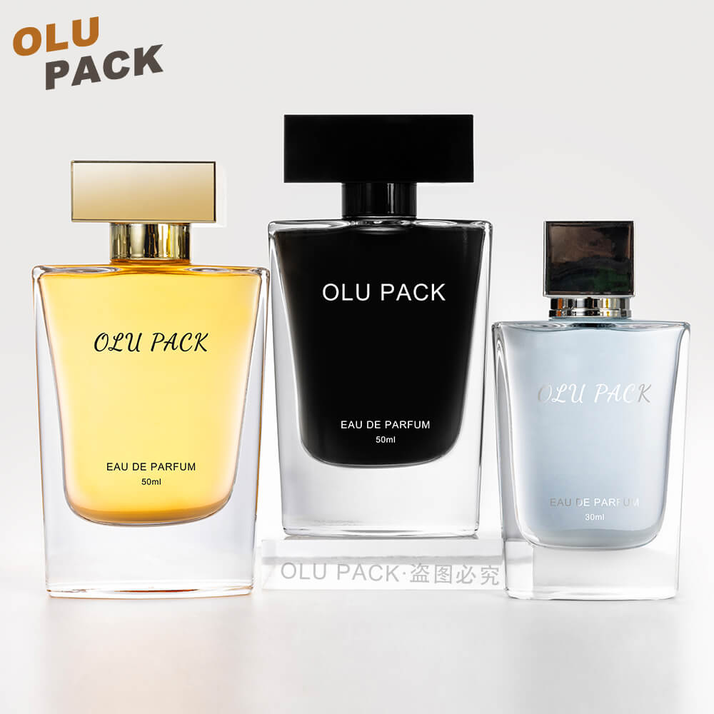 30/50ml Customized Luxury Flat Glass Perfume Bottle with Pump Sprayer