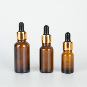 Metal Dropper Tan 15ml Mini Empty Essential Oil Glass Bottle