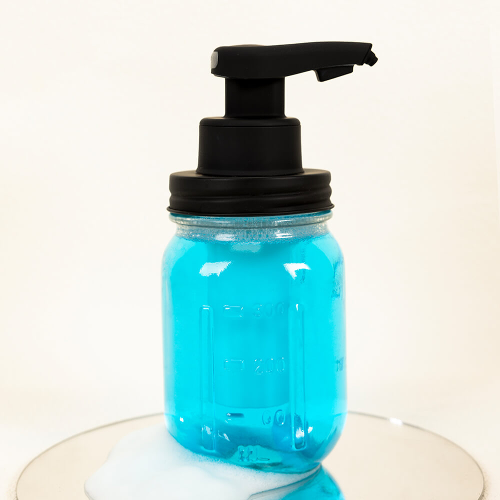 clear glass soap dispenser