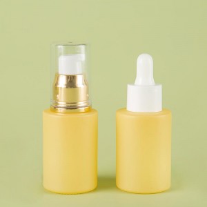 China Wholesale White Glass Dropper Bottle Factory – 
 1OZ Yellow Frosting Serum Lotion Glass Bottles with Dropper Pump – Nayi