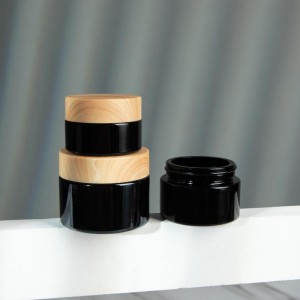 Black Cosmetic Container Plastic Lid 15g 30g 50g Glass Cream Jar