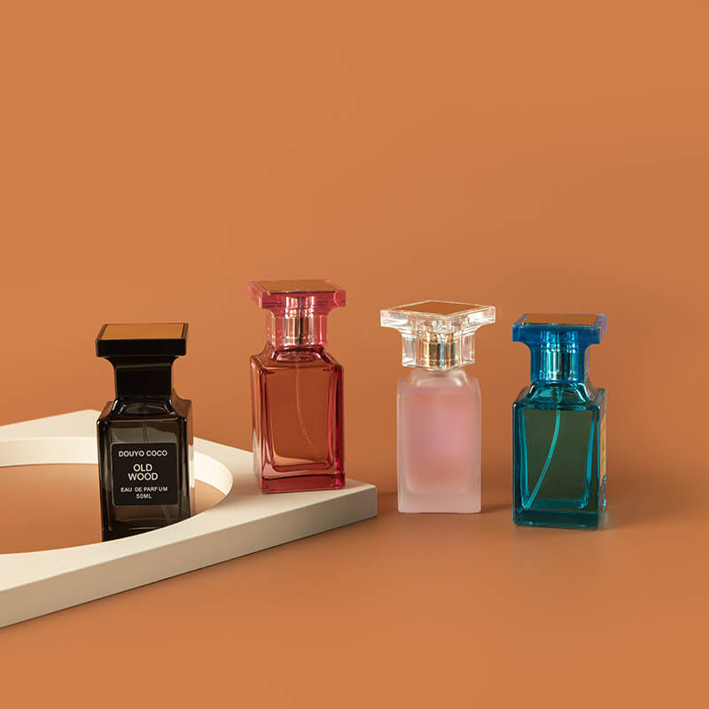 Garrafas de vidro quadradas luxuosas da fragrância de Colônia 50ml coloridas