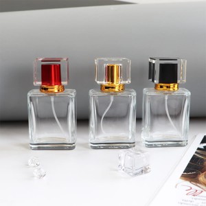 Custom Reusable 50ml Square Fragrance Oil Glass Bottle with Cap