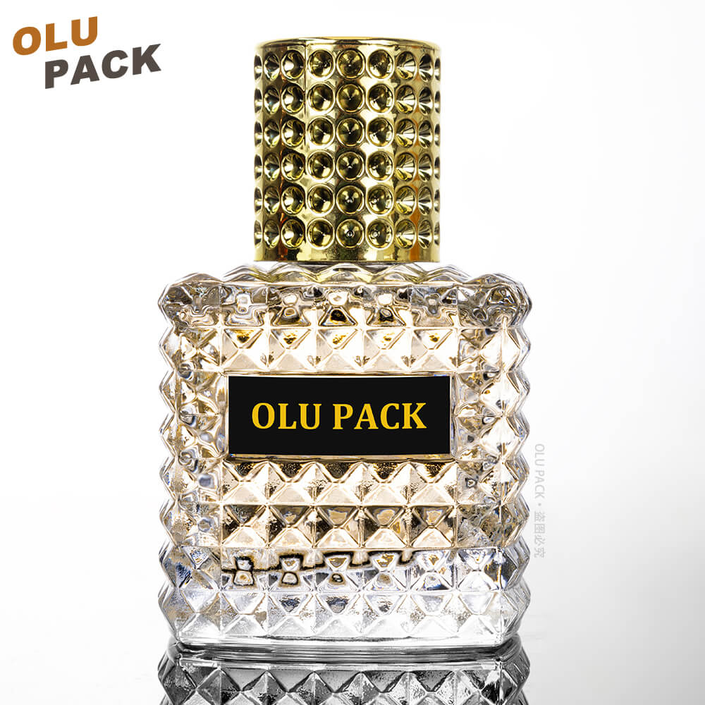 Diamond – like Pattern Square Clear Perfume Bottle