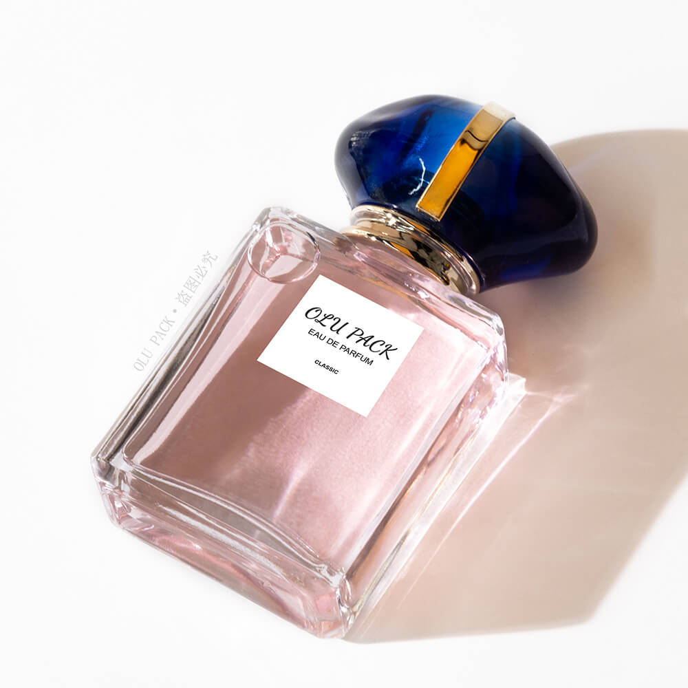 Faceted Flat-Square Transparent Glass Perfume Bottle