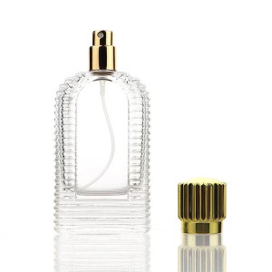 China Wholesale Rose Quartz Perfume Bottle Suppliers – 
 60ml Stripes Faraway Perfumes Dispenser Glass Bottle with Golden Cap – Nayi