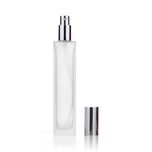 Cuboid Tall Frosted 100ml Spray Pump Glass Fragrance Bottle