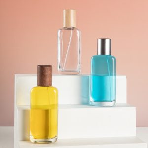 60ml Perfume Glass Container with Wood Plastic Aluminum Lid