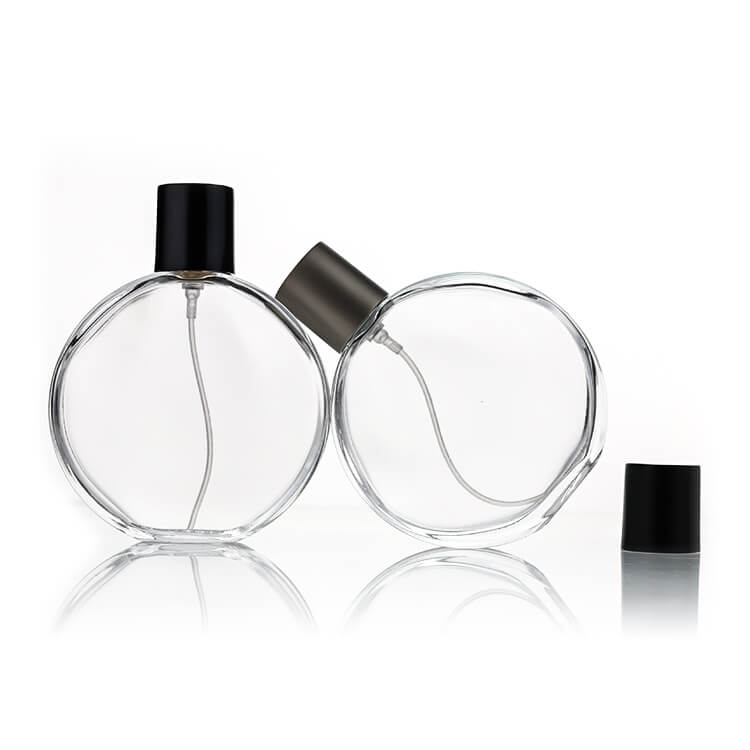 100ml Flat Round Cologne Perfume Glass Container with Metal Lid