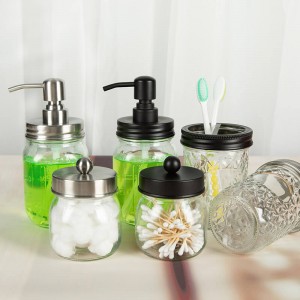 Bathroom Storage Mason Jars Set for Swab Cotton Ball Shampoo