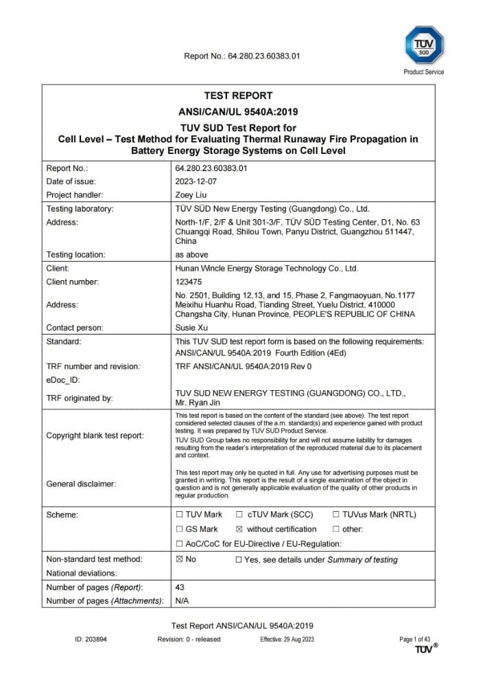 64.280.23.60383.01_TRF_TüV Süd New Energy Testing (Guangdong) Co., Ltd._sepfe12156260P-50AH_UL9540A Cell_00