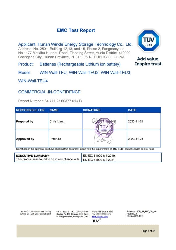 64.771.23.60377.01- (T) E6A_TR_TüV Süd New Energy Testing (Guangdong) Co., Ltd._win-Wall_en IEC61000-6-1 2019_en IEC61000-6-3 2021_00