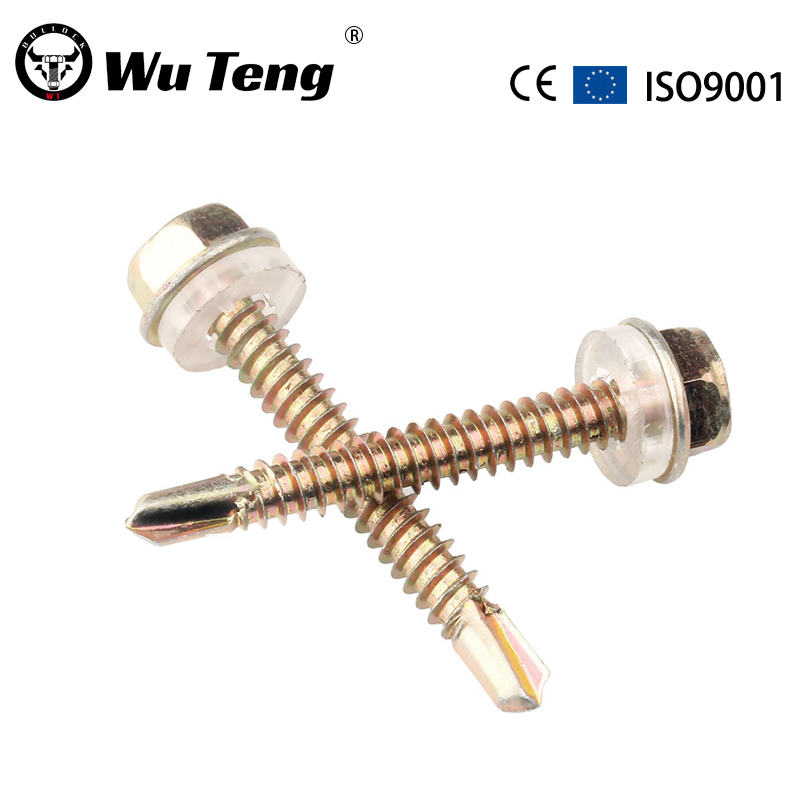 Hexagon head colored Zinc drill tail screw