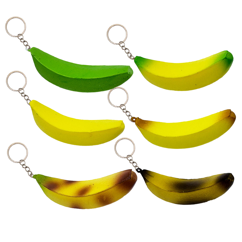 Mini pu Foam banana squeeze toy keychain pendant（FFZ099）