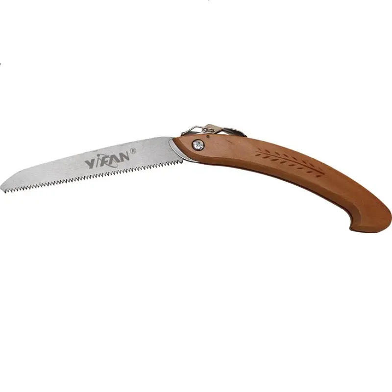 Folding saw with wooden handle
