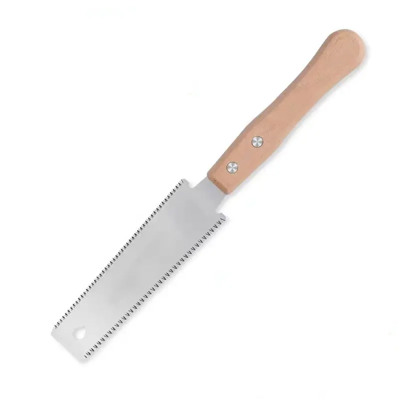 Double-edged saw with wooden handle
