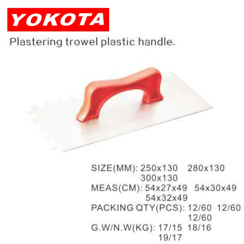 250×130 notched Plastering trowel with orange wooden handle