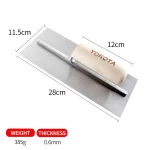 Yokota 28cm Wooden Handle Carbon Steel Flat Head Trowel | Hengtian