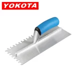 Yokota Special-shaped Serrated Blue Plastic Handle Carbon Steel Trowel | Hengtian